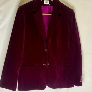 Elegant Velvet Blazer in Rich Burgundy